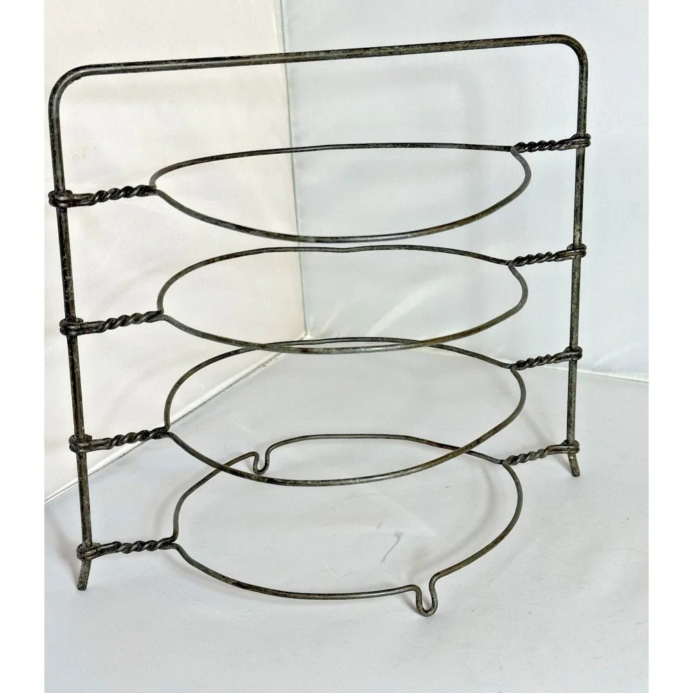 Vintage Twisted Wire Pie Cooling Rack 4-Tier Metal Stand Primitive Farmhouse